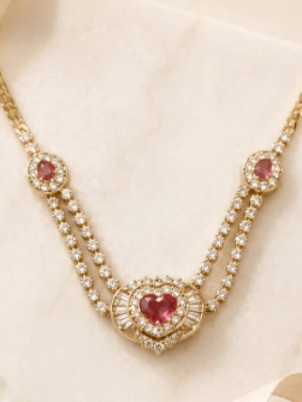 Vintage 18k Gold Ruby Necklace